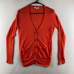 Madewell Sweater Womens XS Orange Cardigan Button Front Pockets Long Sleeve